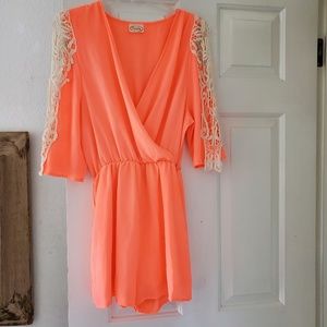 Nitro Summer Coral Embroidered Romper Size MEDIUM